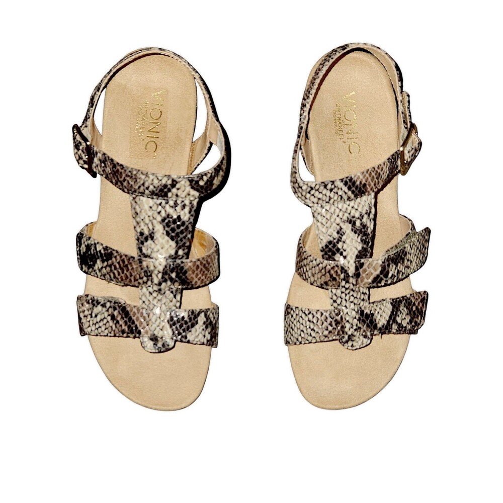 Vionic Women’s Glenda Natural Snakeskin Coastal Grandma Wedge Sandal Siz…